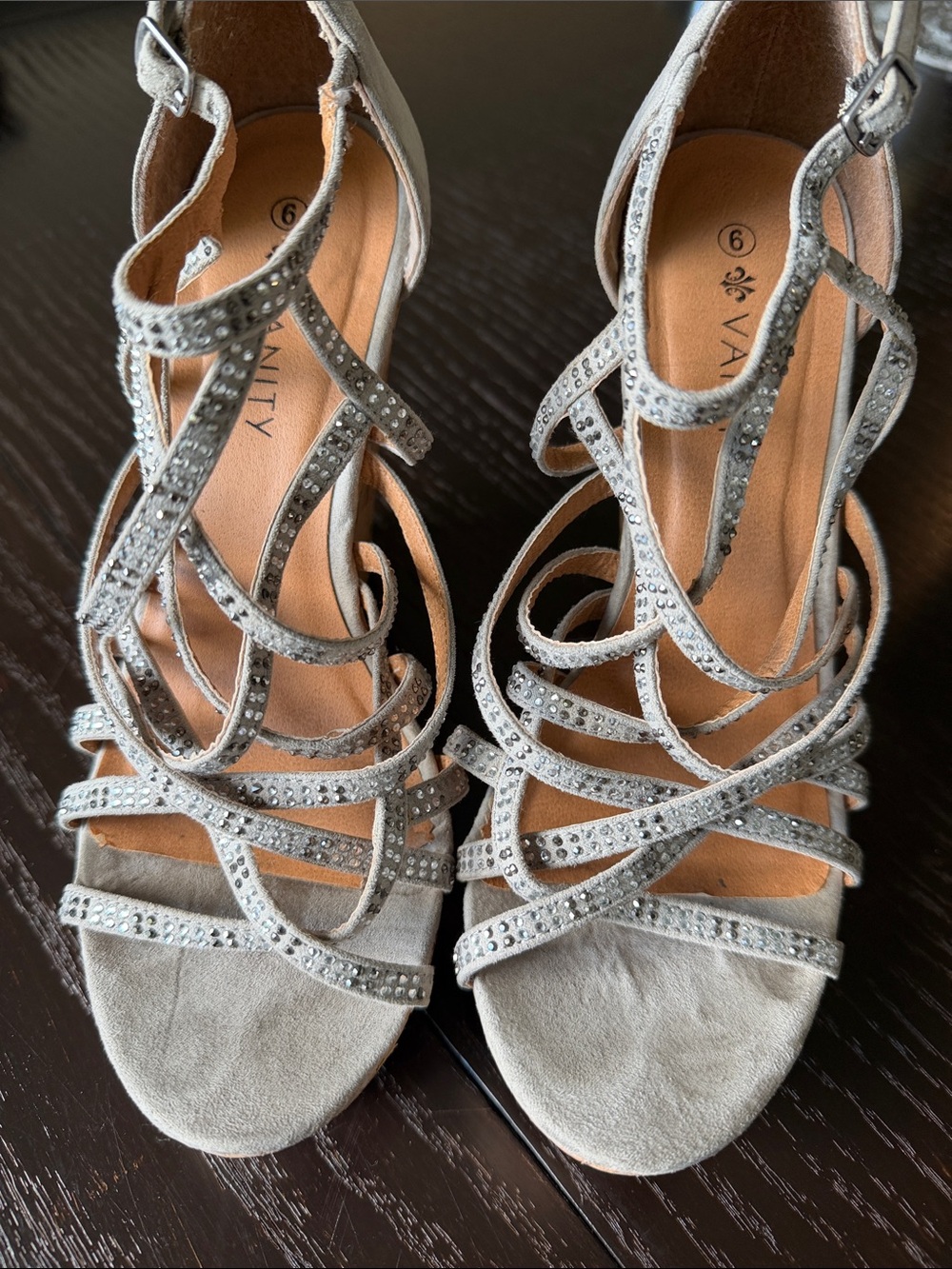 Vanity Silver Rhinestone Strappy High Heels